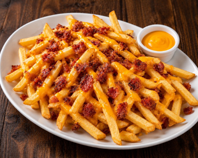 Patatine cheddar e bacon